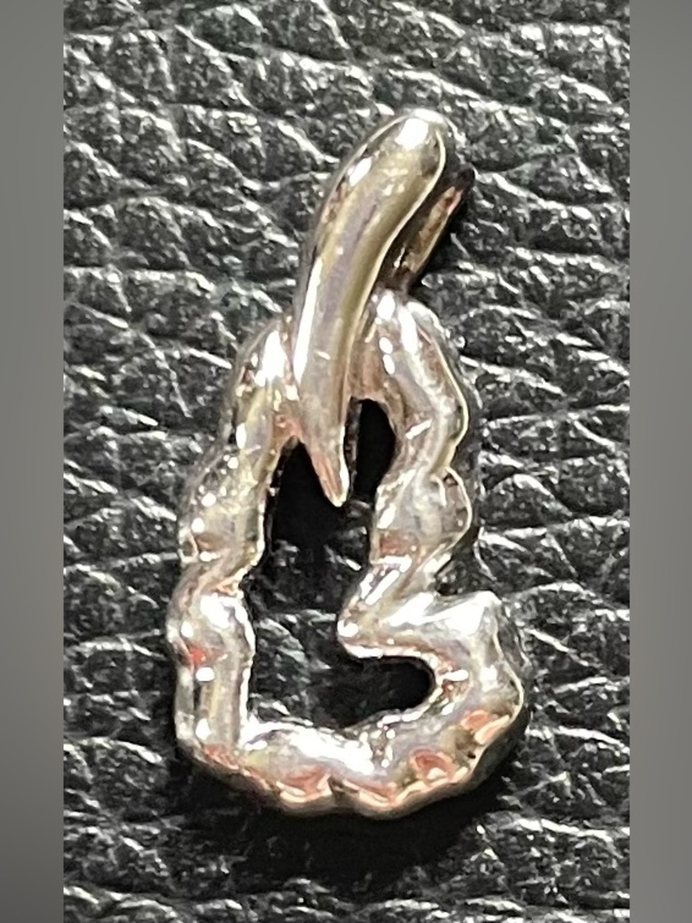 Vintage 925 Sterling Silver Nugget Textured Open Heart Pendant Charm